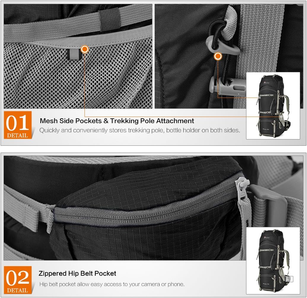 MOUNTAINTOP 70L Trekkingrucksack Innenrahmen Rucksack Wanderrucksack Herren Damen Backpacking Rucksa