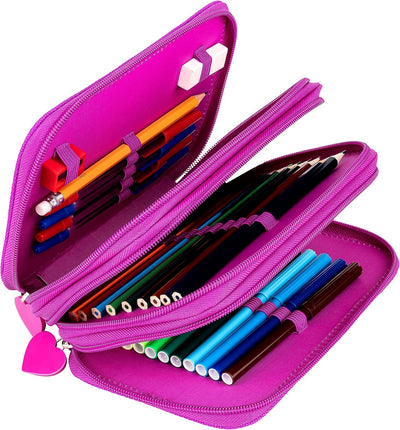 Ragusa-Trade Mädchen Kinder Pferde 3-Fach Federtasche Federmappe Schlamper 44 TLG. gefüllt (PF3FAB),
