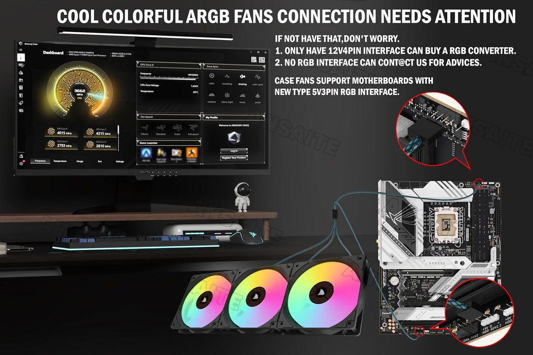 KEDIERS PC Gehäuse Vorinstallierter 5 × 120MM Schwarz Lüfter, ATX Mid Tower PC Gehäuse, Computergehä