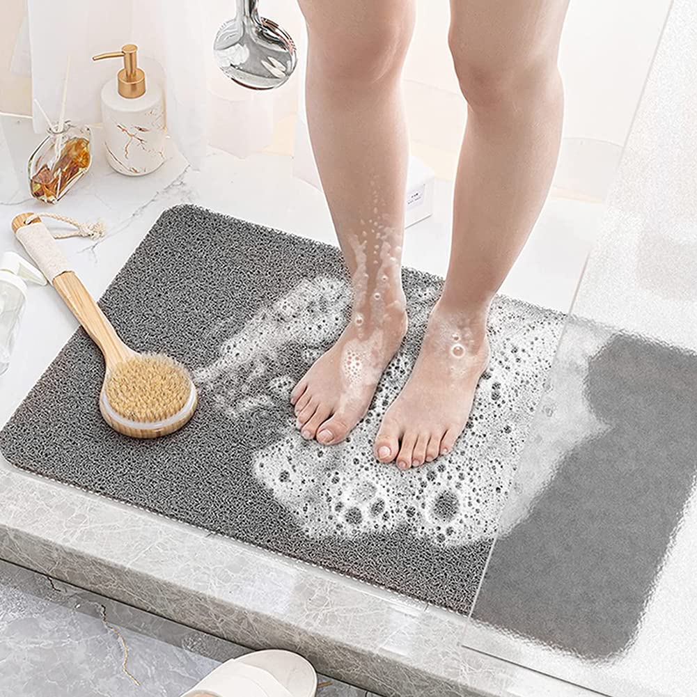 Luffa-Duschmatten für Innendusche, 40 x 100 cm, lange Duschmatte, rutschfest, schimmelresistent, wei