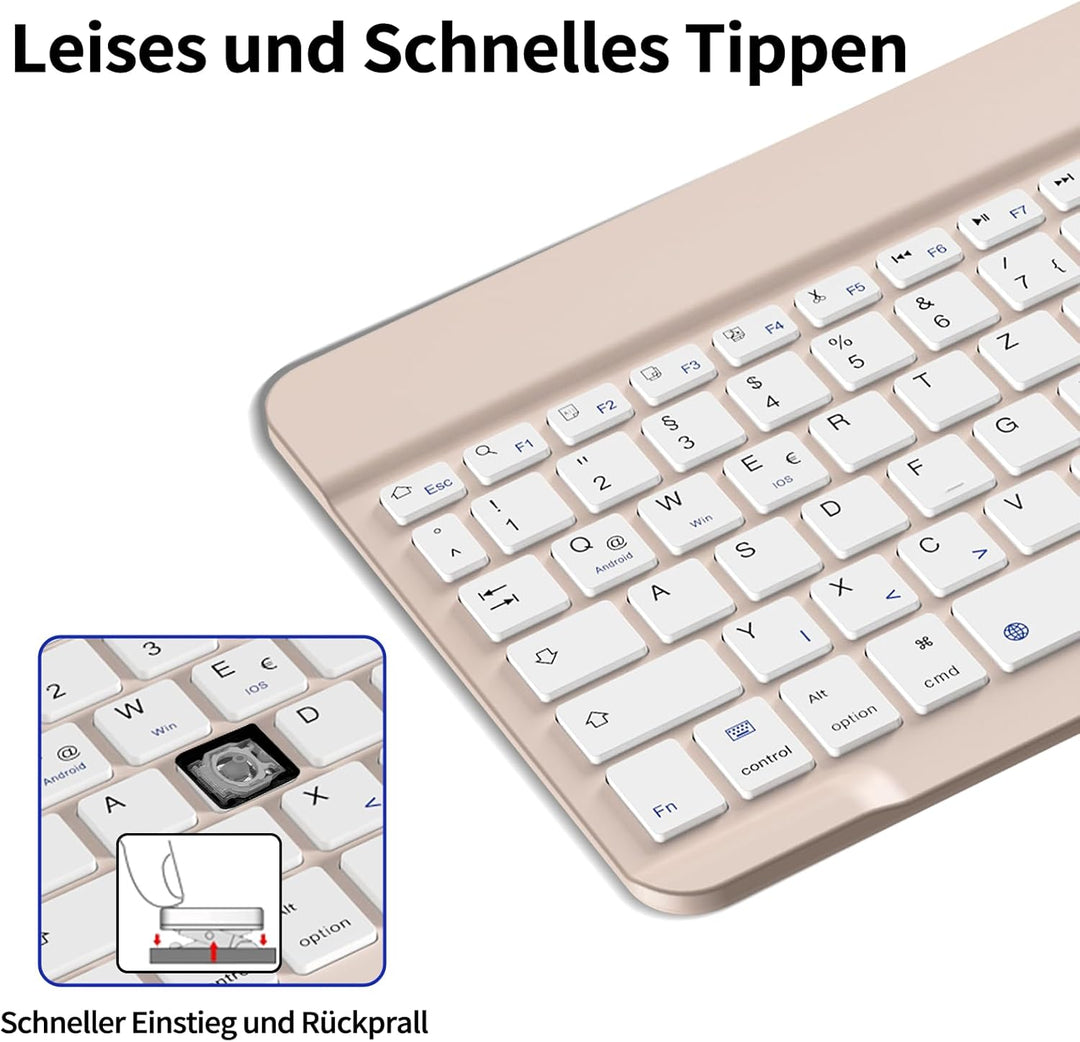 aoub Kabellose Tastatur mit deutschem QWERTZ Layout für iPad Pro/Air/Mini/iPad 11/10,9/10,5/10,2/9,7