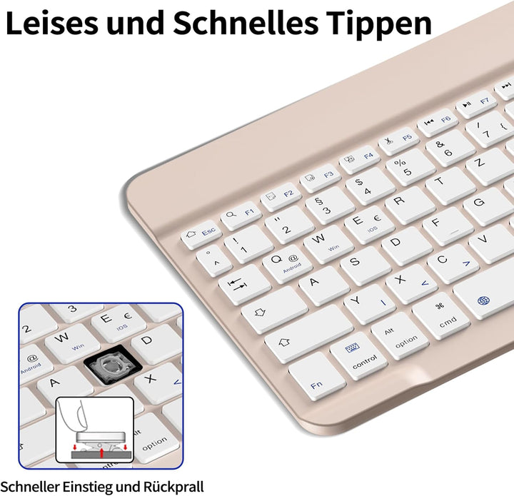 aoub Kabellose Tastatur mit deutschem QWERTZ Layout für iPad Pro/Air/Mini/iPad 11/10,9/10,5/10,2/9,7