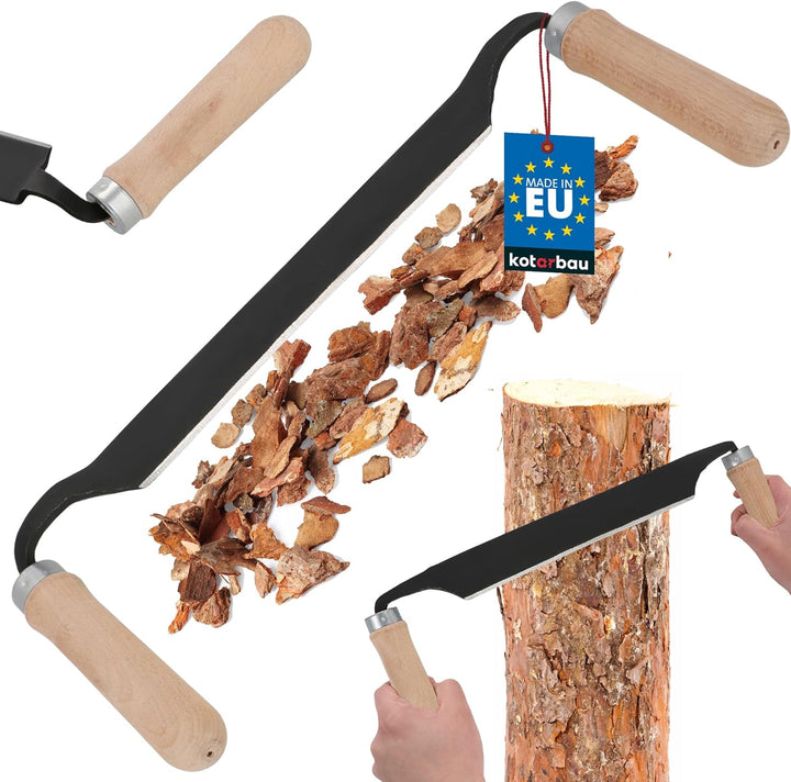 KOTARBAU® Zugmesser für Holz geschmiedet 280 mm Baumschäler Ziehmesser für Holz Rindenschäler Wagner