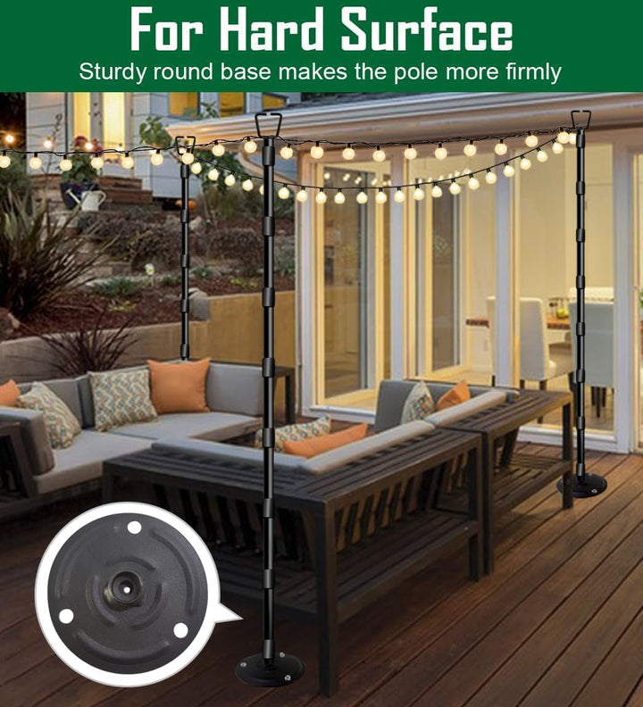 HoldOneLight String Light Pole für Deck 10Ft/3M Outdoor String Light Poles - Verstellbare Höhe, rost