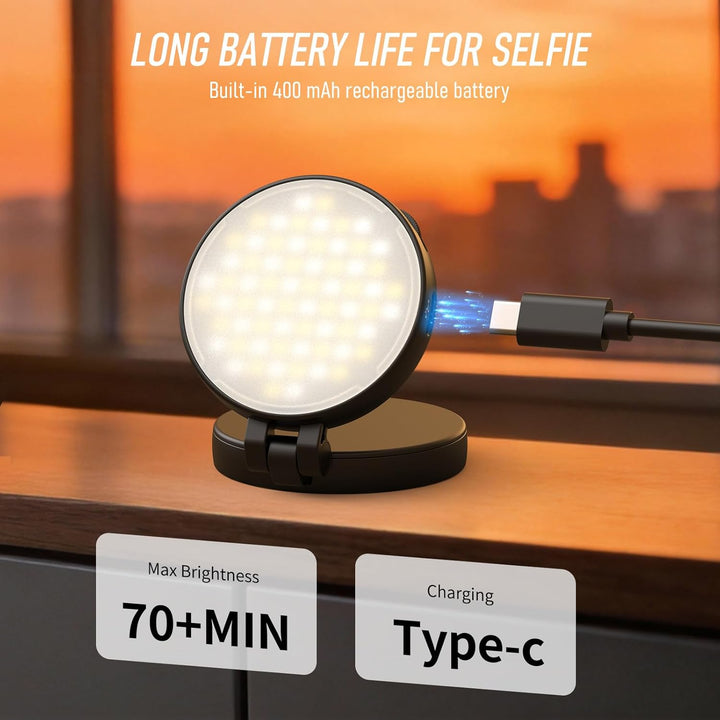 Magnetische Selfie Licht für iPhone Faltbare Ringlicht mit Spiegel Handystativhalter mit Beauty Ligh