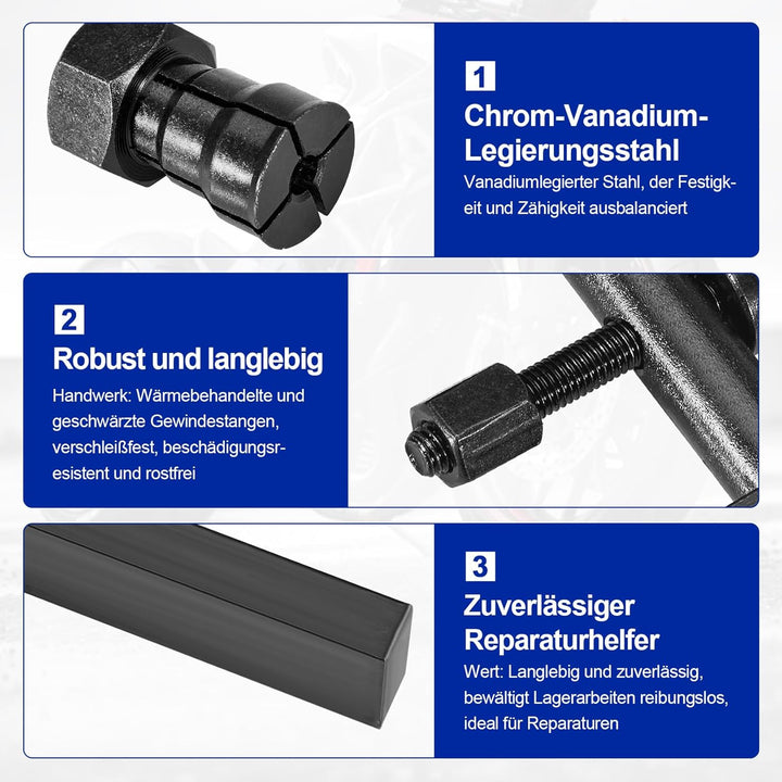 CarBole Motorrad-Innenlager-Abzieher-Set mit Aufbewahrungsbox 8-25 mm Innenlager-Entfernungswerkzeug