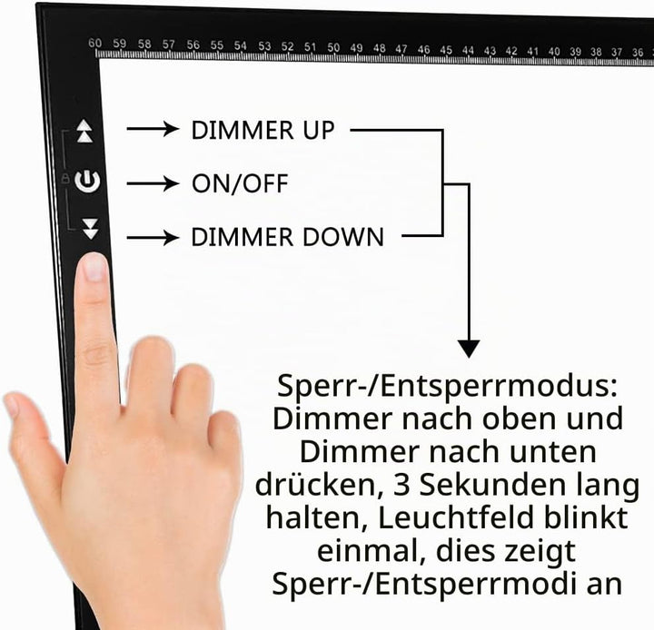 HSK A2 LED-Lichtpad Sperren/Entsperren Touch-Dimmer-Knopf Helligkeit 5500 Lux verpackter Adapter 12V
