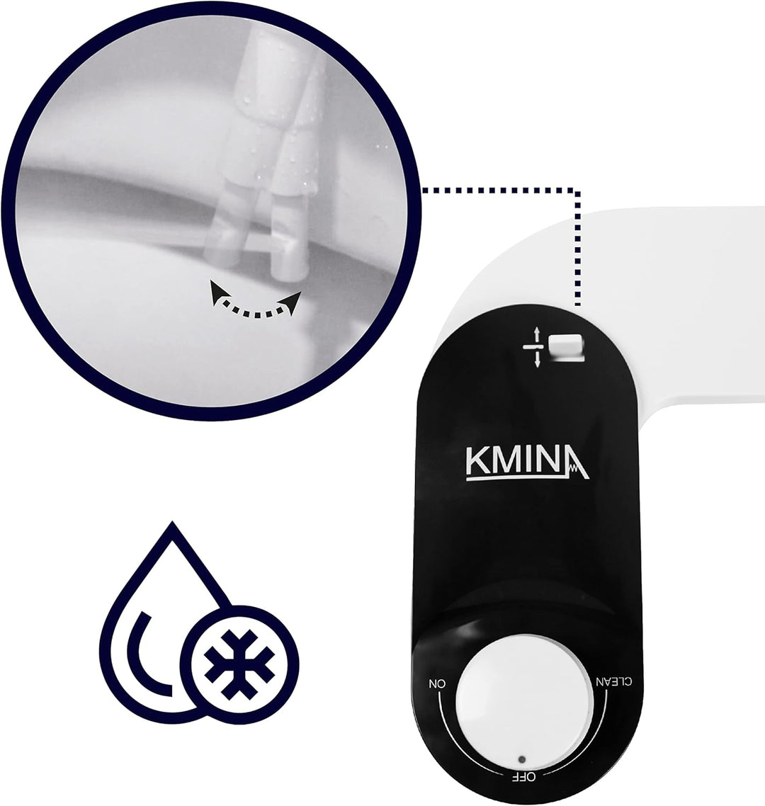 KMINA - Bidet Aufsatz für Toilette Kaltwasser, Schlauchlänge 80 cm, Toilettensitz, WC Dusche, Nicht