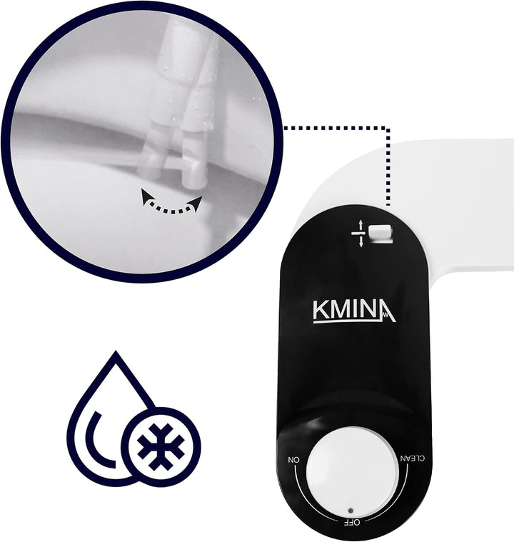 KMINA - Bidet Aufsatz für Toilette Kaltwasser, Schlauchlänge 80 cm, Toilettensitz, WC Dusche, Nicht