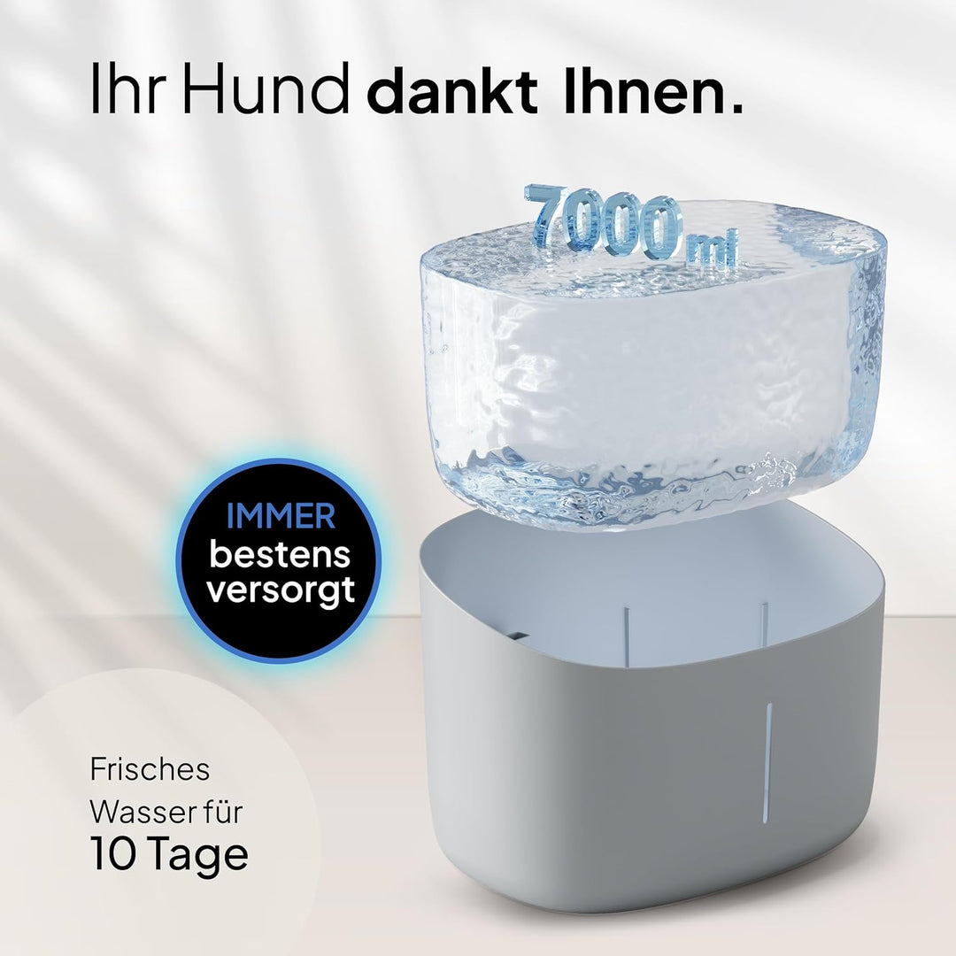 Pretty PAW® Trinkbrunnen für Hunde I Super leiser Hunde Trinkbrunnen mit 7 Liter Wassertank I BPA-fr