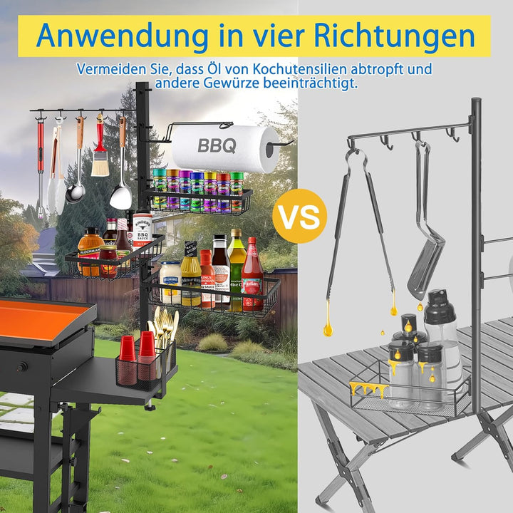 Grill-Caddy für Blackstone Grill zubehör, Grillzubehör mit Papierhandtuchhalter, Outdoor-Küchenzubeh