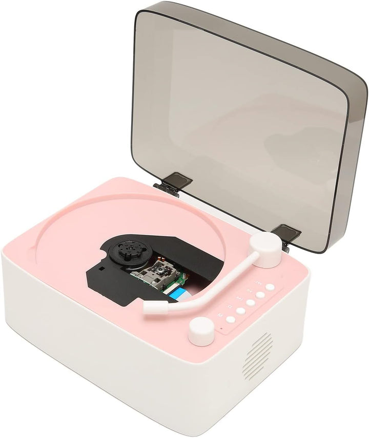 Vintage Retro CD-Player – Multifunktionaler Musikplayer mit HiFi-Lautsprechern und -Funktion (Rosa),