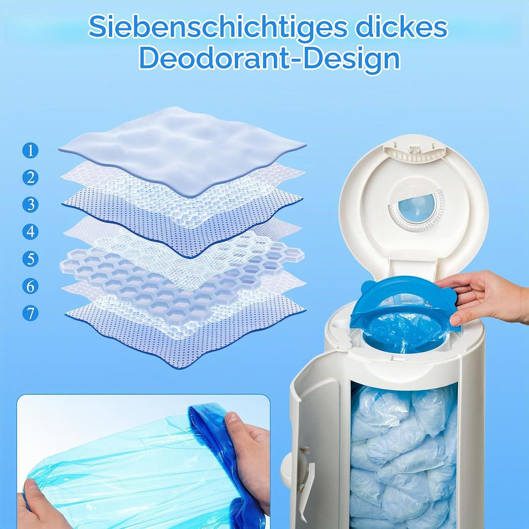 12 Stück Nachfüllfolie Windeleimer, 7-Lagige Verdickte Nachfüllkassetten für Windeleimer 4,5m Nachfü