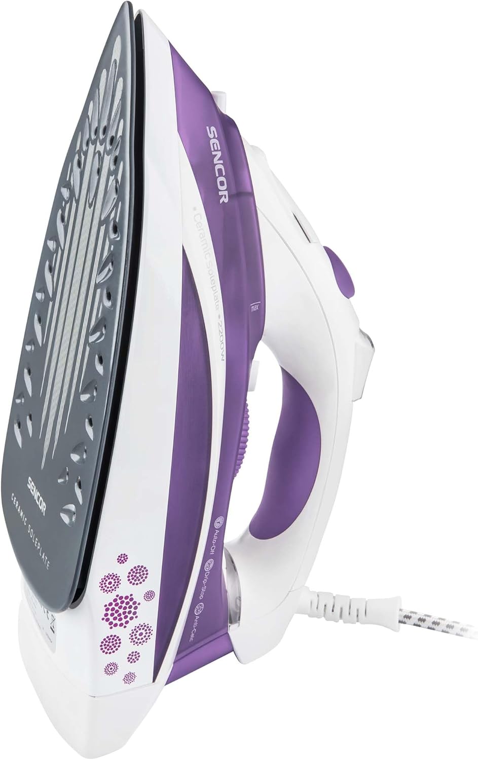 SENCOR SSI 8441VT Dampfbügeleisen (2200 Watt, Bügelunterlage aus Keramik) lila Violett, Violett