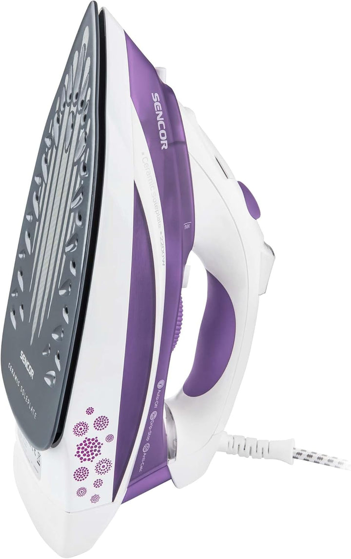 SENCOR SSI 8441VT Dampfbügeleisen (2200 Watt, Bügelunterlage aus Keramik) lila Violett, Violett