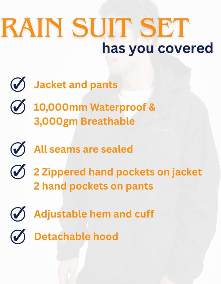 Acme Projects Regenanzug (Jacke + Hose), 100% wasserdicht, atmungsaktiv, 10000 mm / 3000 g, YKK-Reis