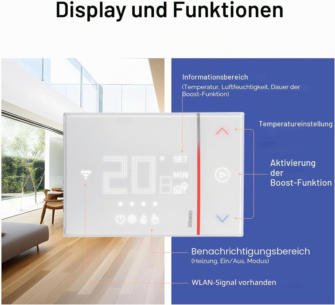 Bticino SXW8002 Digitales WLAN-Thermostat Smarther2 mit Netatmo, Unterputz-Thermostat, programmierba