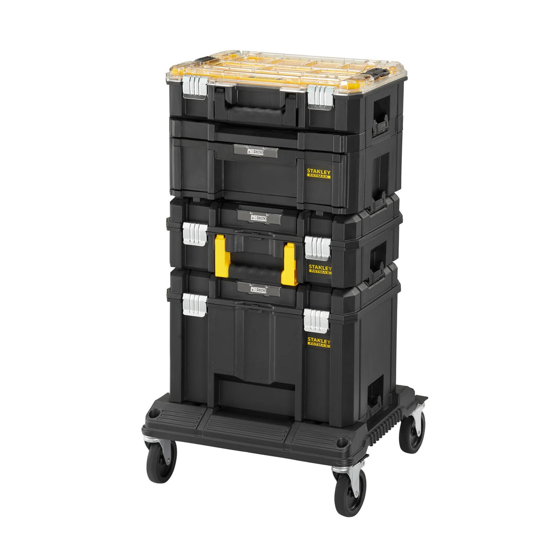 Stanley FatMax TSTAK Aktions-Tower, Bestehend aus Boxen V, III, II, VI und Rollenwagen, robust, Stap