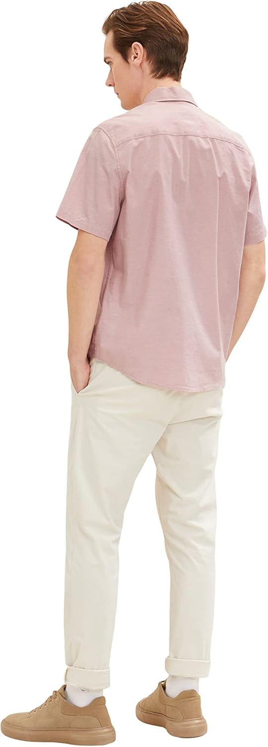 TOM TAILOR Herren Oxford Kurzarm-Hemd mit Stretch L 31201 - Velvet Rose Chambray, L 31201 - Velvet R