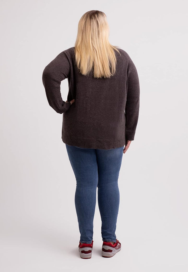 100% Kaschmir Damen Pullover mit geradem Schnitt und Seitenschlitz in grossen Grössen | Sweater V-Au