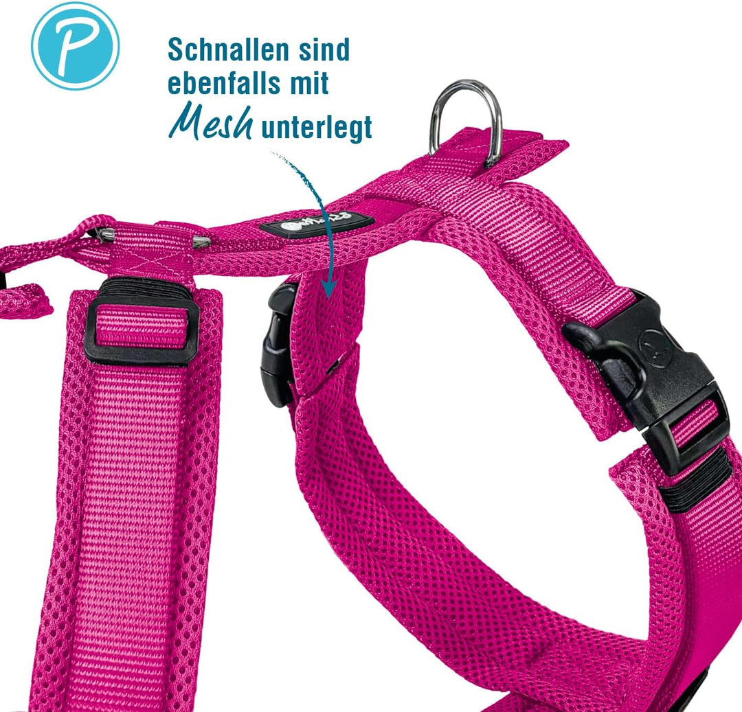 Petlando Hundegeschirr gepolstert, Mesh Y-Comfort, weich, stufenlos verstellbar, besonders leicht &amp;