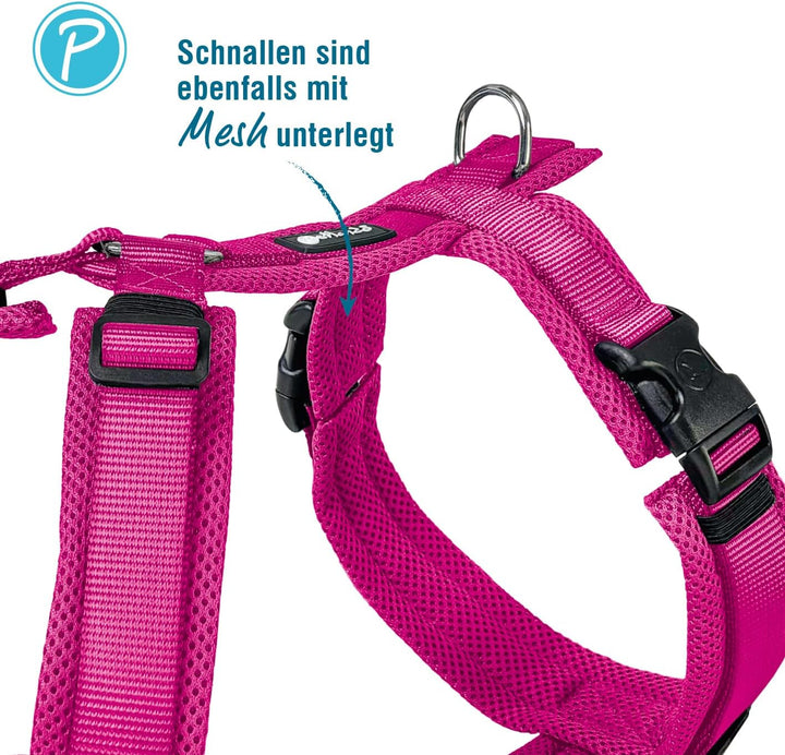 Petlando Hundegeschirr gepolstert, Mesh Y-Comfort, weich, stufenlos verstellbar, besonders leicht &amp;