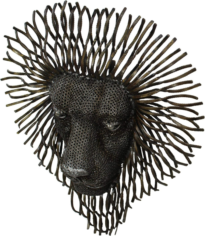 DARO DEKO Wanddekoration Löwenkopf aus recyceltem Metall 75 x 88cm frei, Frei