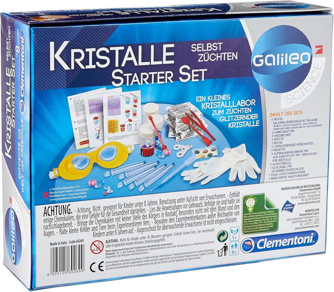 Clementoni Galileo Lab – Kristalle selbst züchten Starter-Set, Experimentierkasten für kleine Wissen