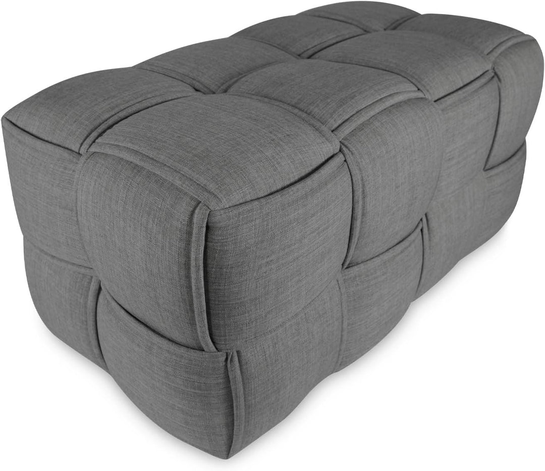Homestyle4u 1927, Hocker Sitzhocker Grau Polster, 2-Sitzer Sitzbank Polsterhocker Sitzwürfel
