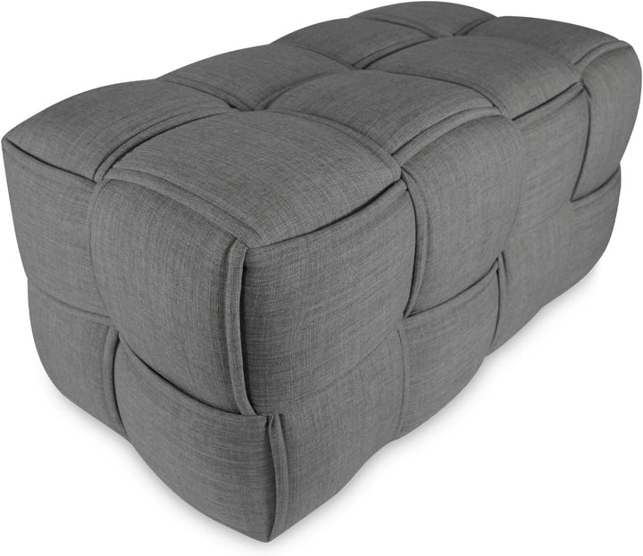 Homestyle4u 1927, Hocker Sitzhocker Grau Polster, 2-Sitzer Sitzbank Polsterhocker Sitzwürfel