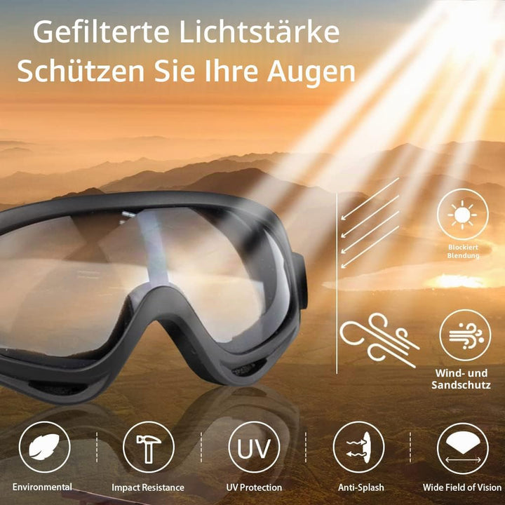 Hodeacc Airsoft-Maske und Brille, Halbgesichtsmaske aus Metallgeflecht, mit Ohrenschutz, Anti-UV-Air