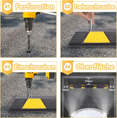 NAIZY Radstopper 2er Gummi Parkstopper Parkplatzbegrenzung 183x15x11cm Parkplatzmarkierung mit Dehns