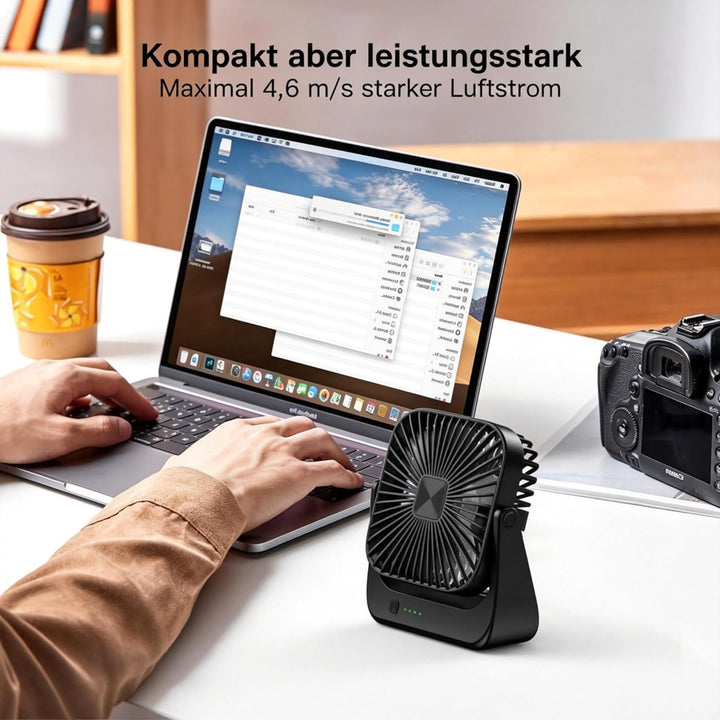 Tragbarer Schreibtischventilator, 4 Geschwindigkeiten persönlicher Desktop-Ventilator, 4000mAh Aufla