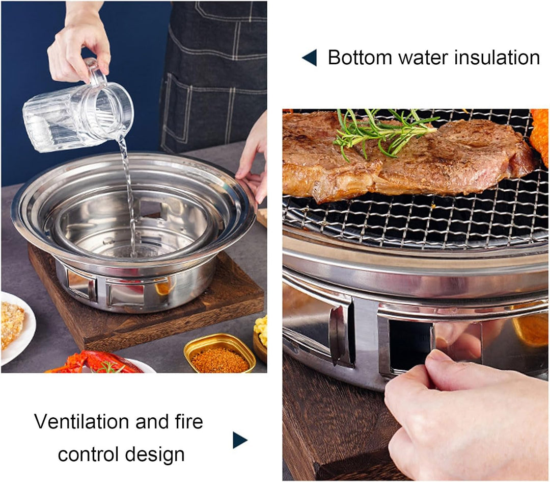 Thai Korean BBQ Grill Pfanne, 2 in 1 Sogar Heizung Heisstopf Grill Holzkohlewanne Eisen Grillschale