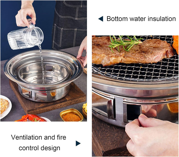 Thai Korean BBQ Grill Pfanne, 2 in 1 Sogar Heizung Heisstopf Grill Holzkohlewanne Eisen Grillschale