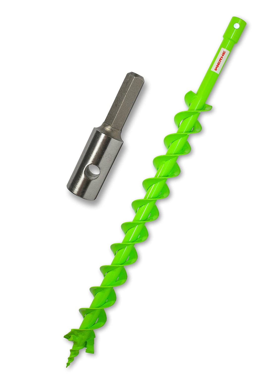 WERHE® Profi Bohrer VollStahl, Erdbohrer für bohrmaschine 60 mm Doppel-Welle extrem robust mit Hex A