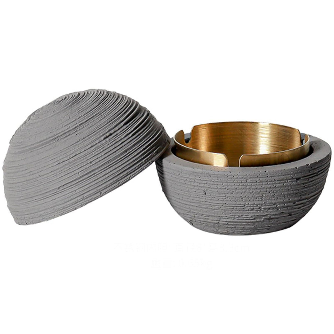 Tischmülleimer mit Deckel - Robuster Beton-Mülleimer mit Metall-Innenzylinder, Winddicht & Geruchsne
