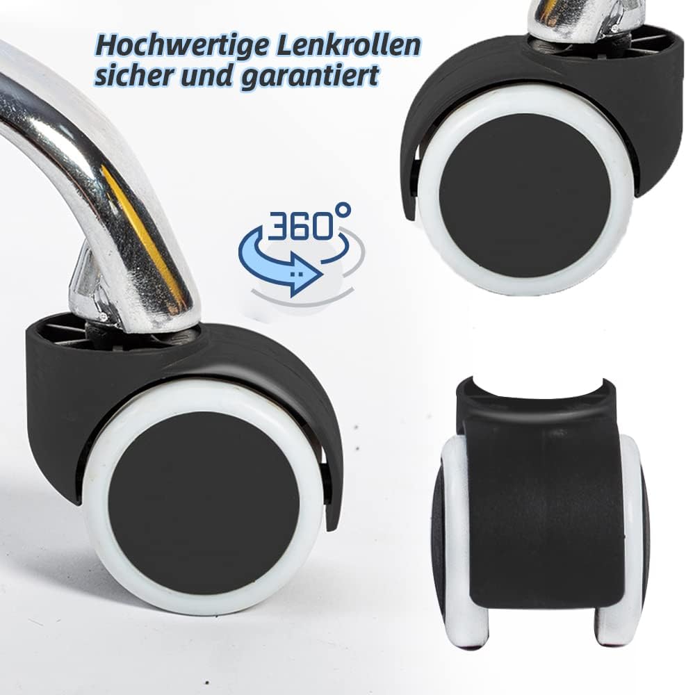 Mingone Bürohocker mit Rollen Arbeitshocker Weiss Rollhocker Höhenverstellbar Sitzhocker 360° Drehba