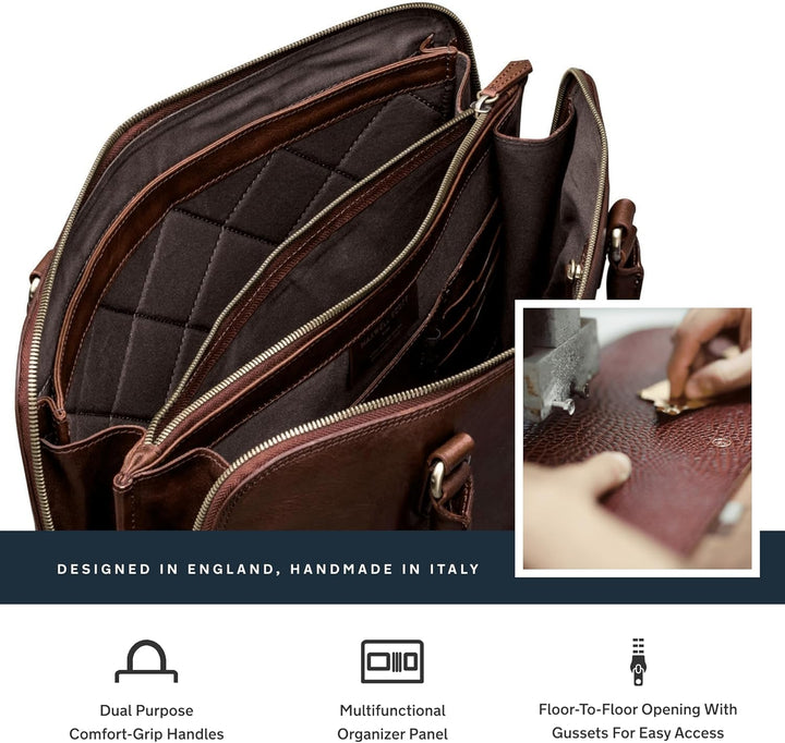 Maxwell Scott Hochwertige Damen Leder Handtasche Fiorella in DunkelBraun, Dunkelbraun