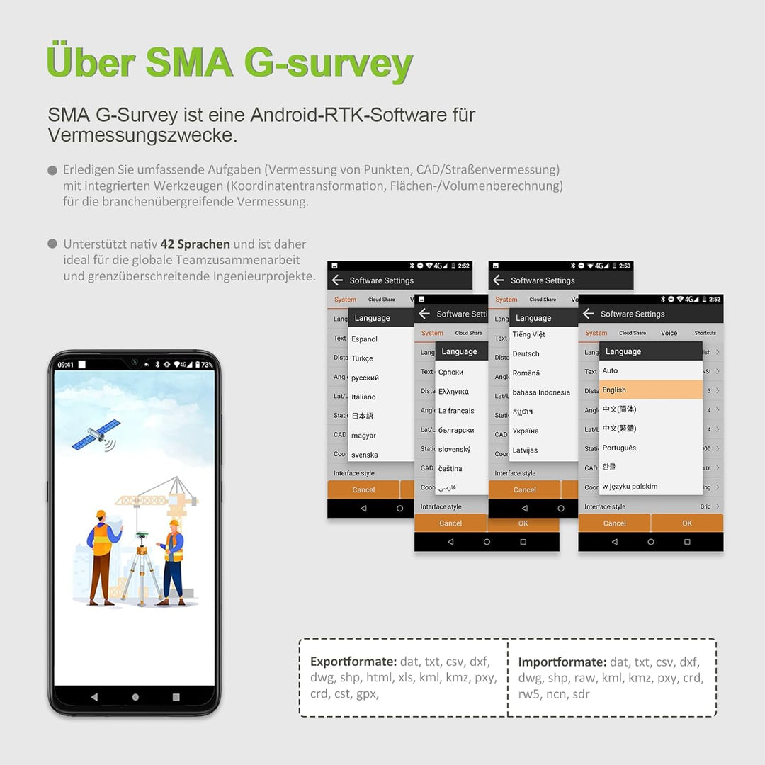 SMA25R Net GNSS RTK Survey System, Handheld High Precision Positioning Receiver with Software, CORS