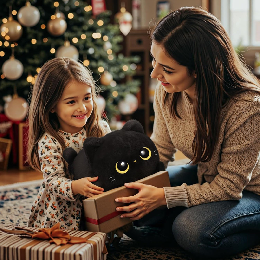 Mewaii Schwarze Katze Plüsch Niedliche Katze Plüschtier Weiches Kätzchen Plüsch Kuschelkissen Anime