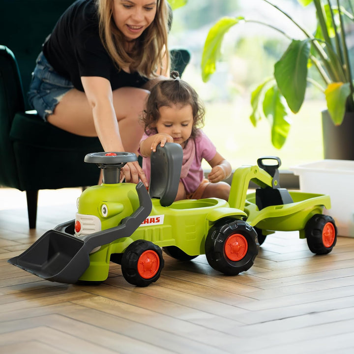 Falk Claas Kindertraktor mit Frontbagger I Rutschauto ab 12 Monaten I aus 90% recyceltem Kunststoff