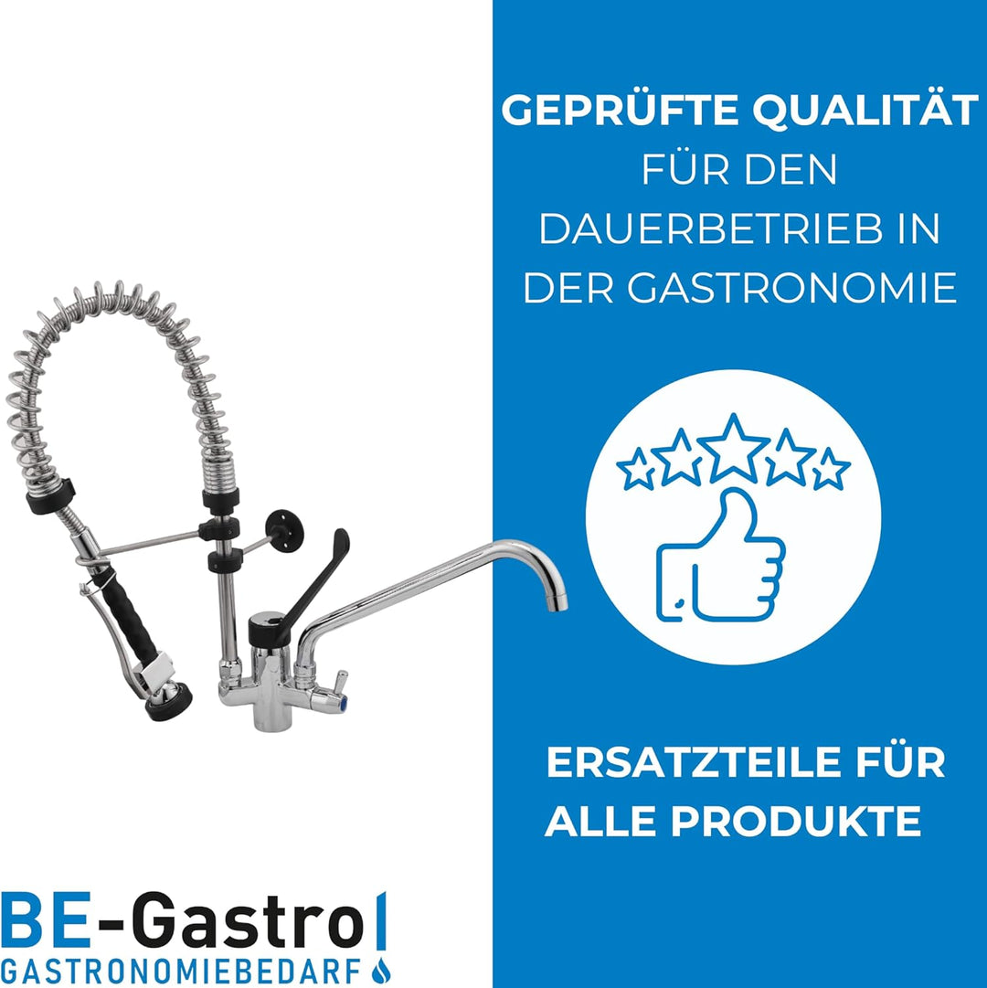 BE-GASTRO® I Profi Gastro Geschirrbrause „Premium“ inkl. Wasserhahn, Mischbatterie & ergonomischem L
