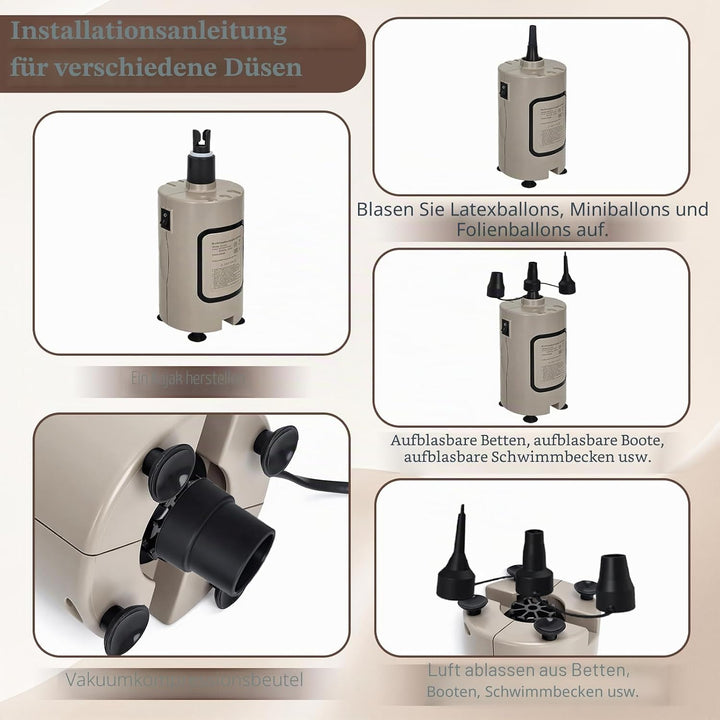 Luftballonpumpe Elektrische, 600W Elektrische Ballonpumpe Kit mit 14 Ballongirlande Kits, 2 Inflatio