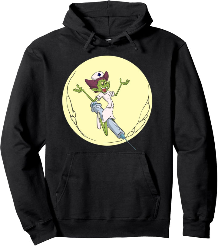 Krankenschwester Vampir Hexe Spritze Besen Mond Pullover Hoodie