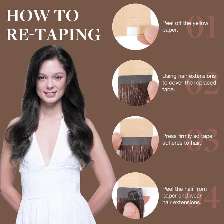 GOO GOO Tape in Extensions Echthaar, Tape Extensions Echthaar, 55cm 50g 20pcs, Extensions Echthaar,