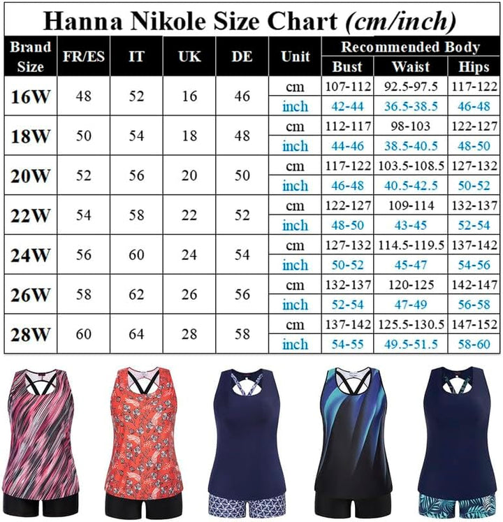 Hanna Nikole Tankini Damen Sportlich Grosse Grössen Dreiteilig Tank Aushöhlen Oberteil mit Boyshorts