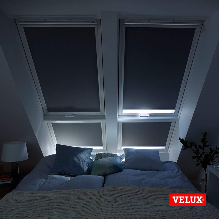 VELUX Original Dachfenster Verdunkelungsrollo für CK06, Sandbeige Gepunktet, mit Weisser Führungssch