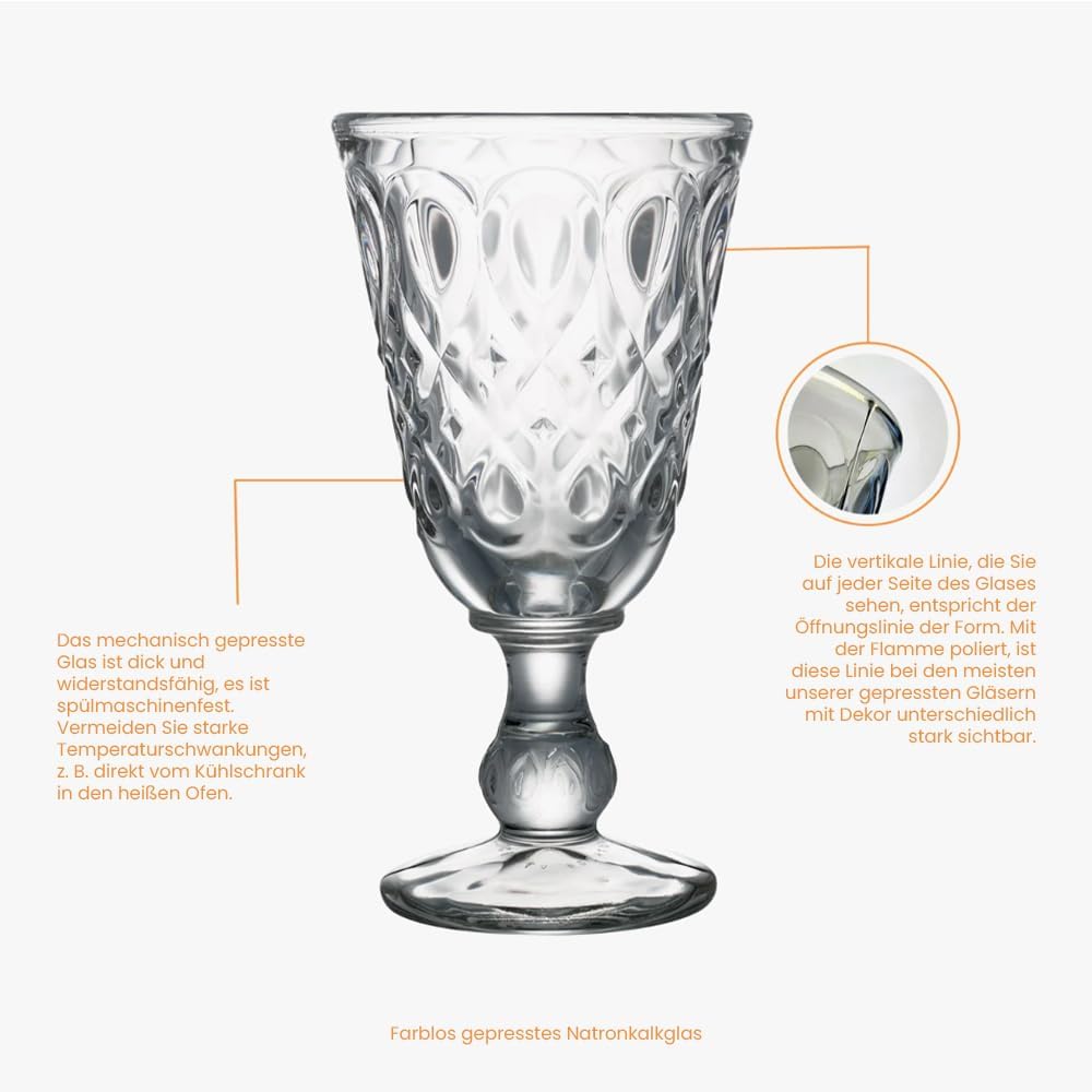 La Rochère Weinglas Lyonnais Klar 230 ml - 6 Gläser - schöne Weingläser für romantische Abende mit R