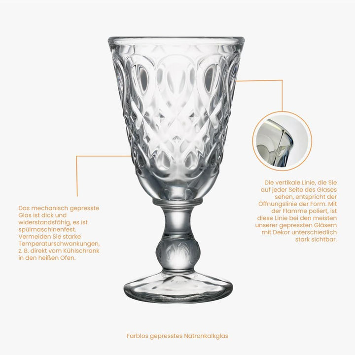 La Rochère Weinglas Lyonnais Klar 230 ml - 6 Gläser - schöne Weingläser für romantische Abende mit R